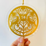 Golden Anniversary Glass Hanging Ornament