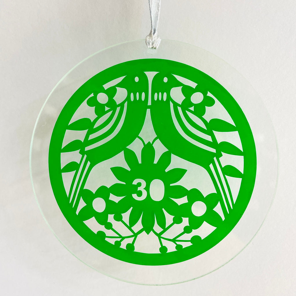 30th Glass Hanging Decoration