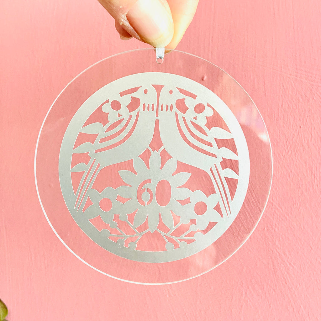 60th Glass Ornament
