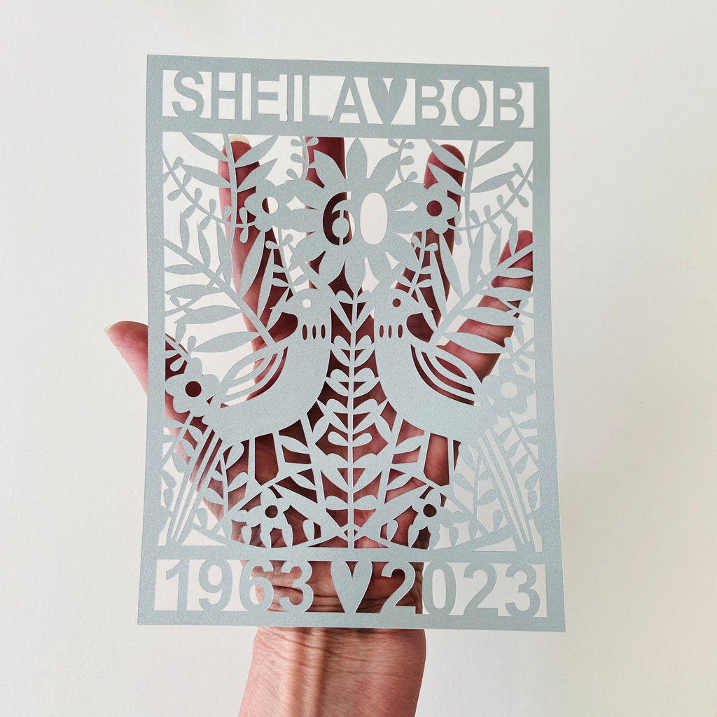 60th Wedding Anniversary Paper Cut