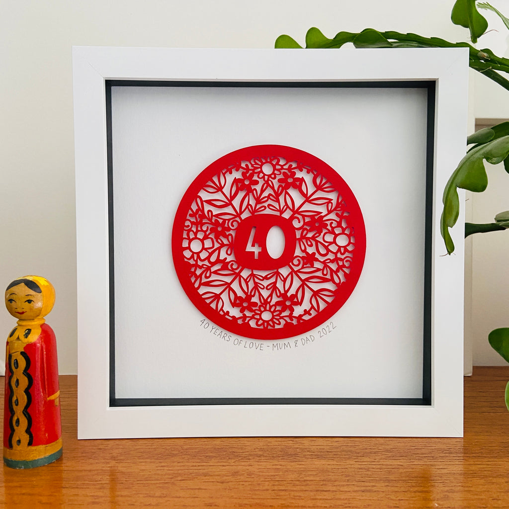 Ruby Anniversary Paper Cut Floral