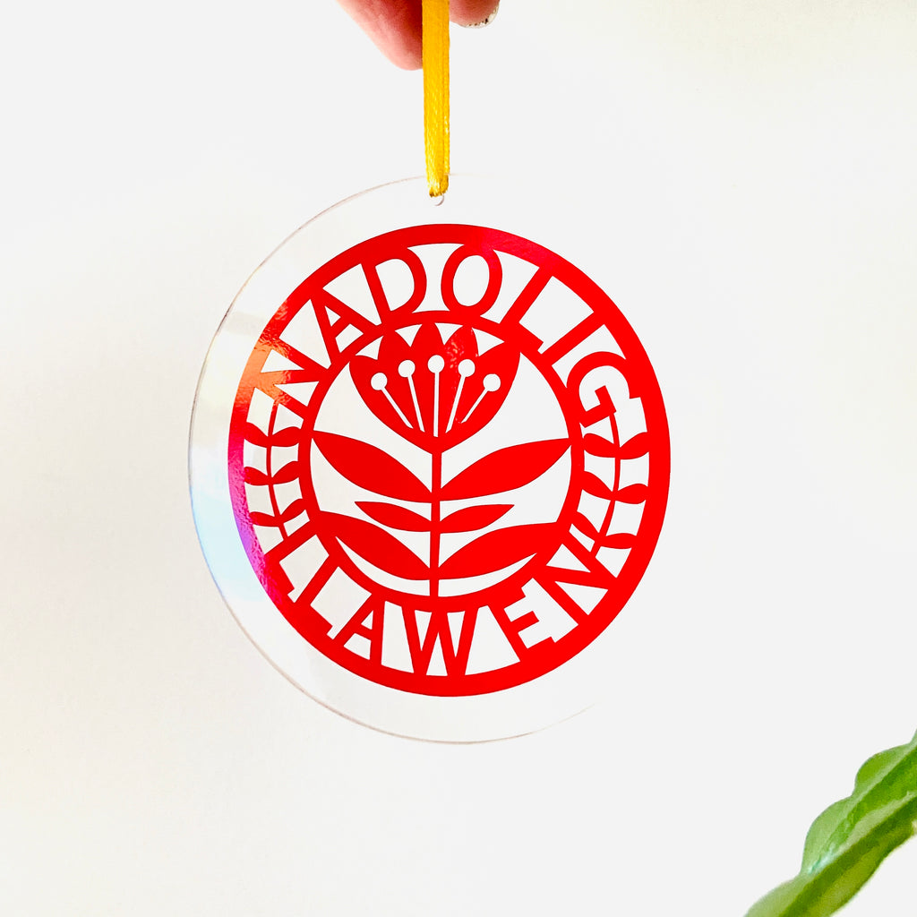 Nadolig Llawen Glass Hanging
