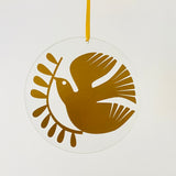 Bird with Leaves Glass Hanging