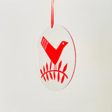 Bird on Branch Glass Hanging