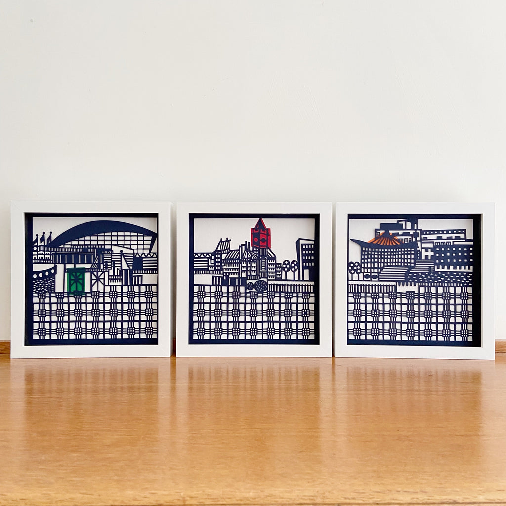 Framed Cardiff Triptych