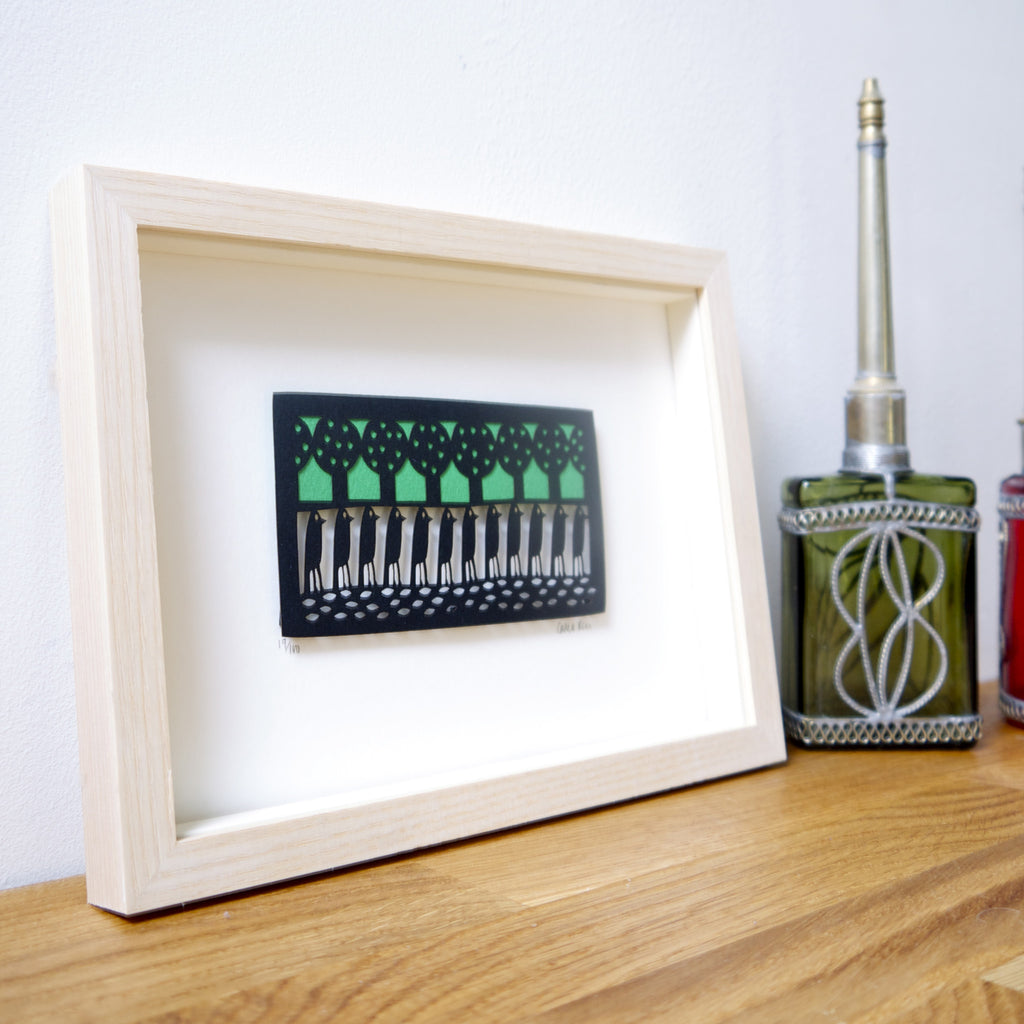 Flock framed papercut