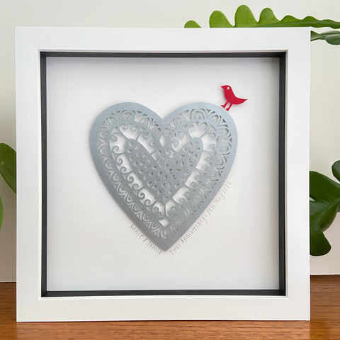 Personalised Silver Paper Cut Heart