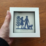 Dog Walking Framed Mini Paper Cut