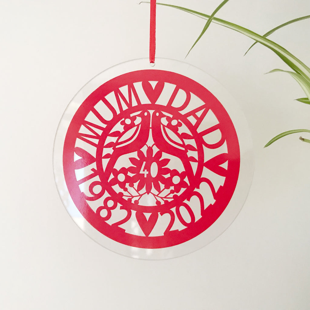 Ruby Wedding Glass Hanging Decoration