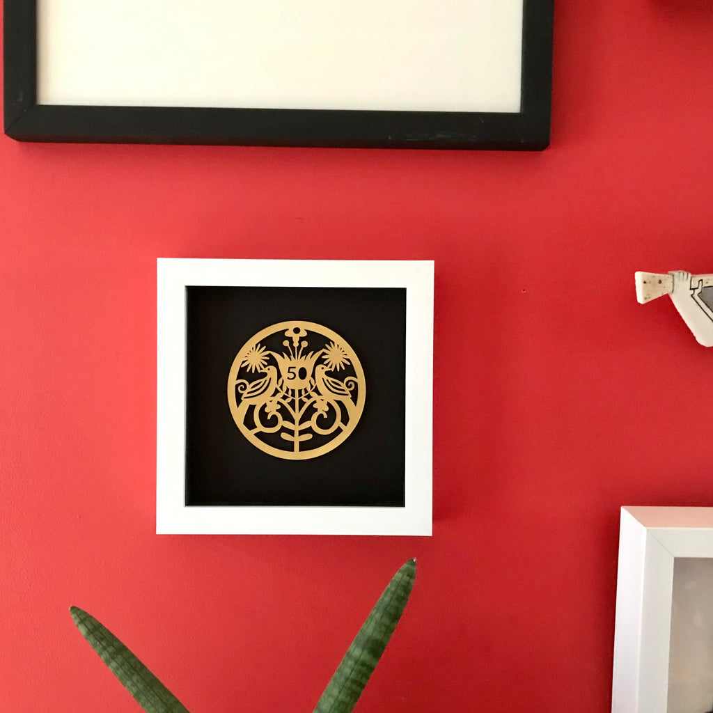 Framed 50th Anniversary Paper Cut