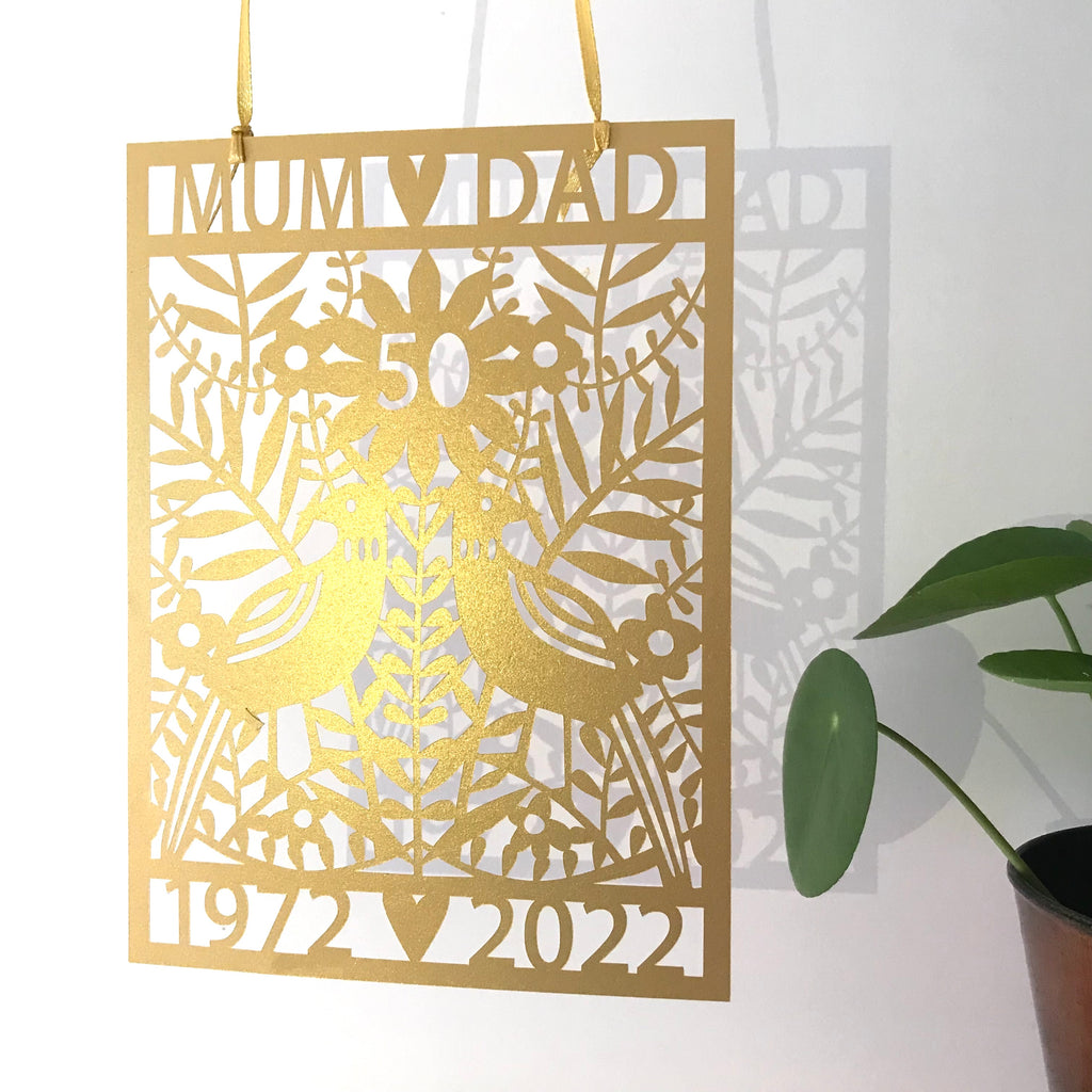 50th Golden Wedding Paper Cut