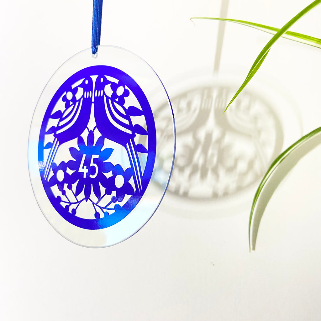 45th Anniversary Glass Hanging Decoration