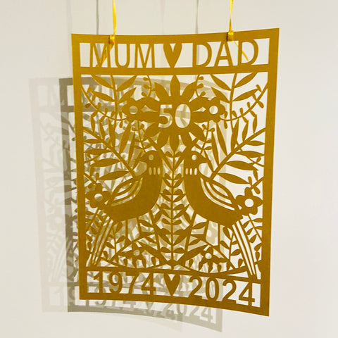 50th Golden Wedding Paper Cut