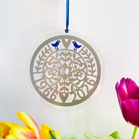 60th Anniversary Floral Sun Catcher
