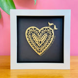 Framed Golden Papercut Heart