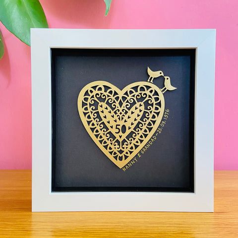 Framed Golden Papercut Heart