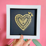 Framed Golden Papercut Heart