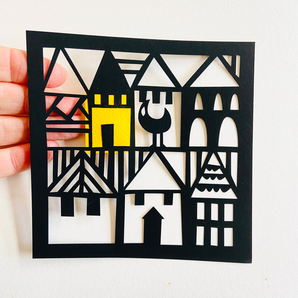 Hillside Paper Cut Template