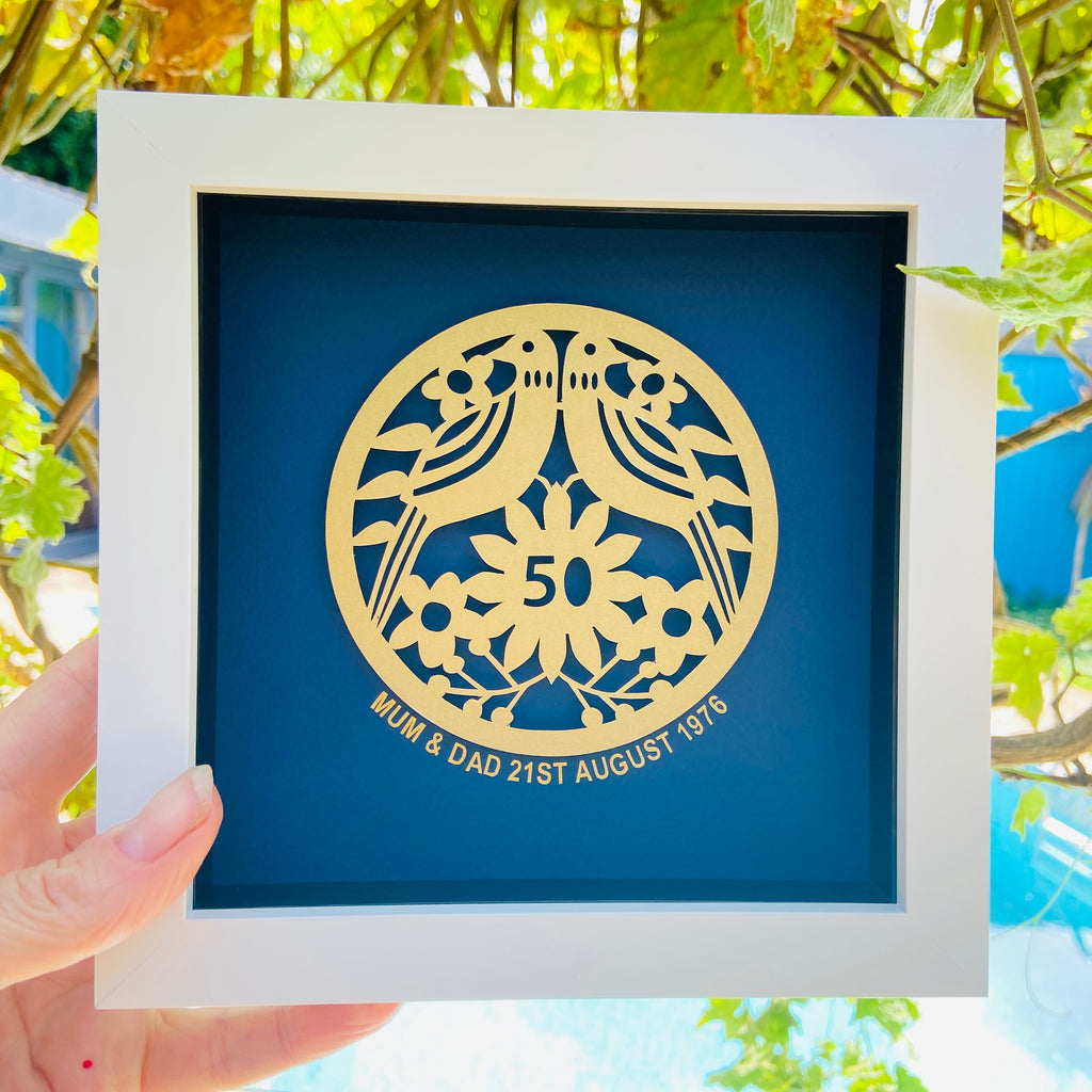 Framed 50th Wedding Anniversary Paper Cut