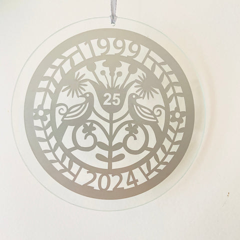 Silver Wedding Anniversary Sun Catcher