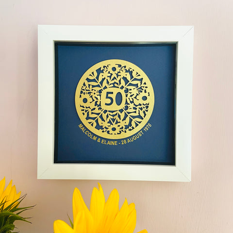 Framed Floral Paper Cut