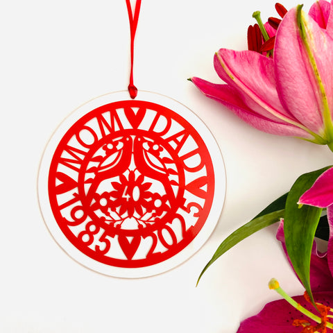 Ruby Wedding Glass Hanging Decoration