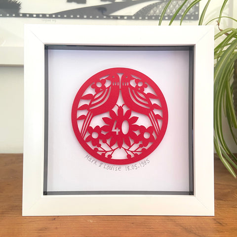 Personalised Framed Ruby Anniversary Paper Cut
