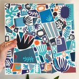 Blue Mosaic Collage
