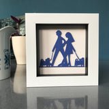 Dog Walking Framed Mini Paper Cut