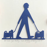 Dog Walking Framed Mini Paper Cut