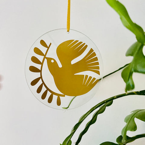 Bird with Leaves Hanging Ornament