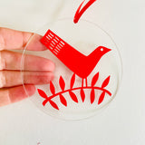 Bird on Branch Glass Hanging