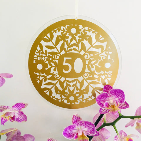 Golden Anniversary Glass Hanging