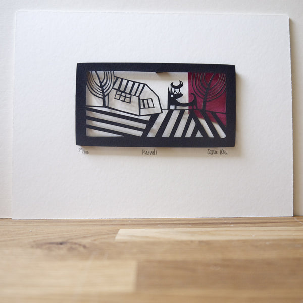 Friends Black & White Papercut by Caroline Rees – www.carolinerees.co.uk