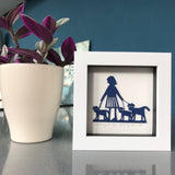 Dog Walking Framed Mini Paper Cut