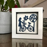 Framed Cyclist Mini Paper Cut