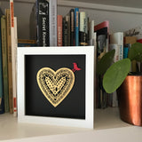 Framed Golden Papercut Heart