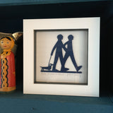 Dog Walking Framed Mini Paper Cut