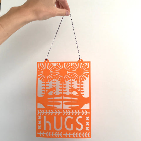 Hugs Paper Cut Artwork