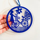 Cyclist Glass Sun Catcher