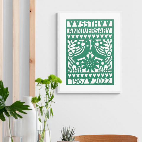 Emerald Wedding Anniversary Paper Cut