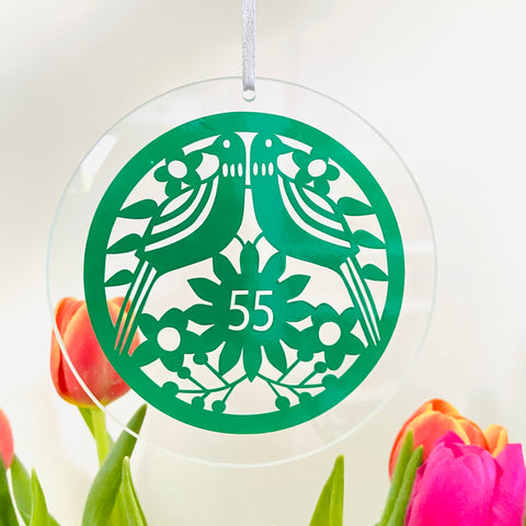 55th Anniversary Glass Hanging Decoration