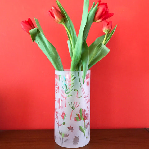 Contemporary Hand Decorated Glass Vase