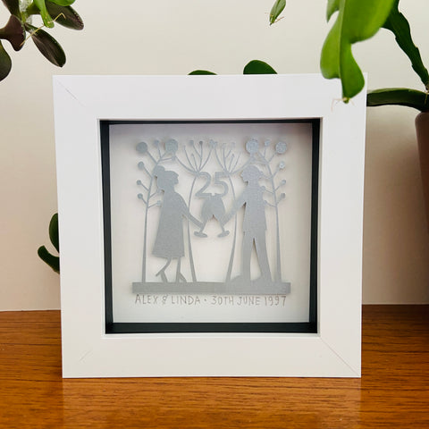 Personalised Silver Wedding Paper Cut