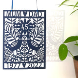 45th Sapphire Wedding Paper Cut
