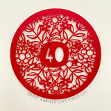 Ruby Anniversary Paper Cut Floral