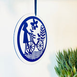 Cyclist Glass Sun Catcher