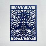 45th Sapphire Wedding Paper Cut
