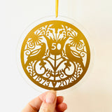 Golden Anniversary Glass Hanging Ornament