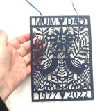 45th Sapphire Wedding Paper Cut